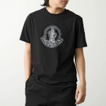 モンクレール マットブラック 半袖 Tシャツ メンズ コットン ロゴ クルーネック 8C00028 89A17