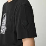 モンクレール マットブラック 半袖 Tシャツ メンズ コットン ロゴ クルーネック 8C00028 89A17