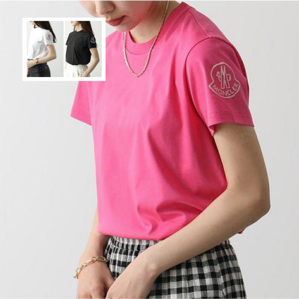 モンクレール Tシャツ レディース クルーネック 半袖 カットソー ロゴT コットン アイコンロゴ 8C00011 809CR