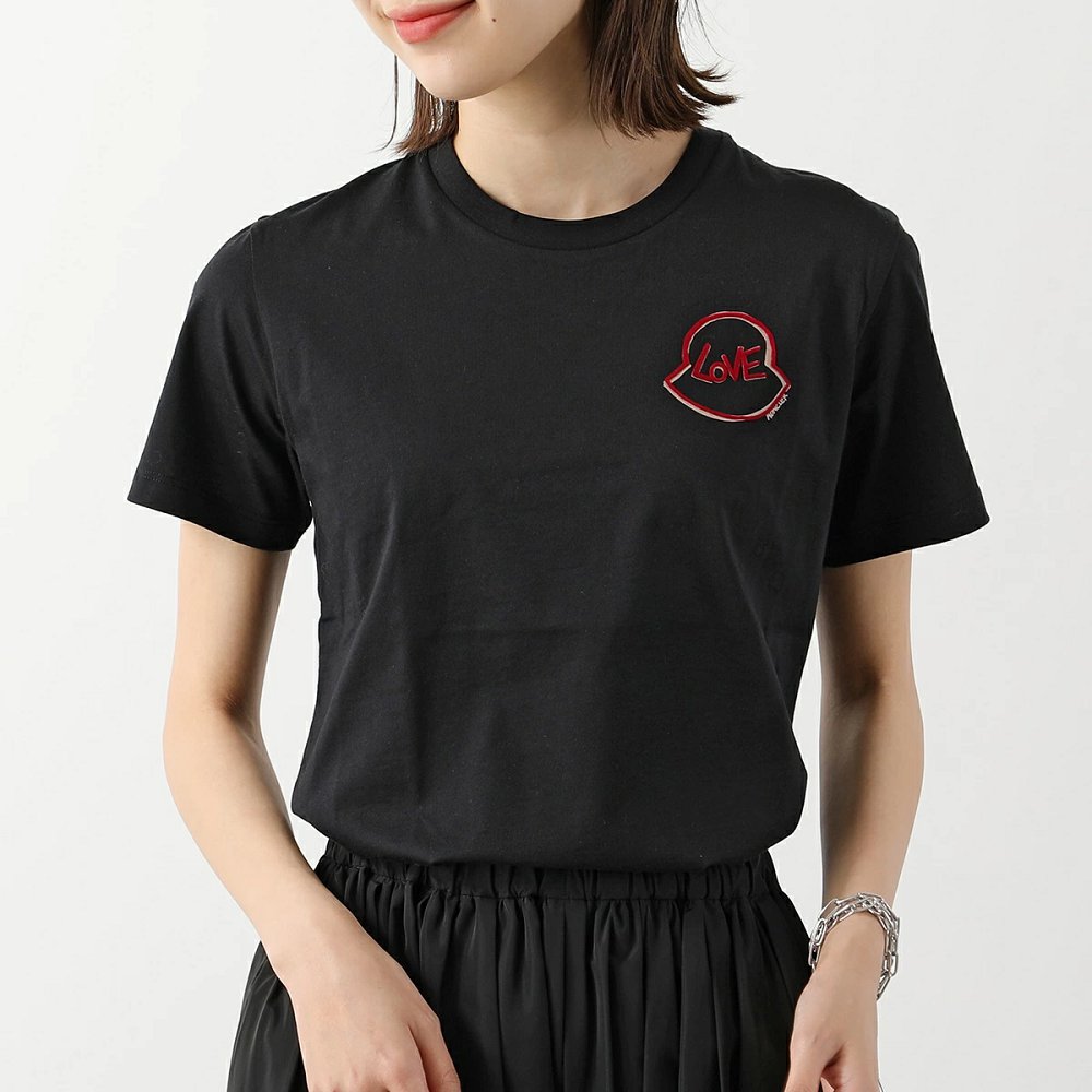 モンクレール半袖 Tシャツ レディース LOVEロゴ ロゴT コットン クルーネック カットソー 8C00018 829FB 999
