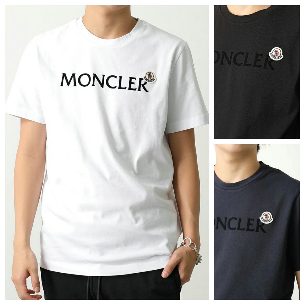 モンクレール 半袖 Tシャツ メンズ カットソー ロゴT アイコンパッチ コットン クルーネック 8C00024 8390T