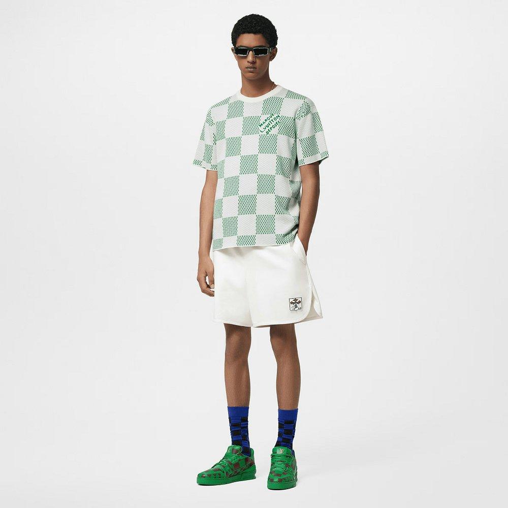 ルイヴィトン ダミエニットクルーネックTシャツ 緑 1AFIX5