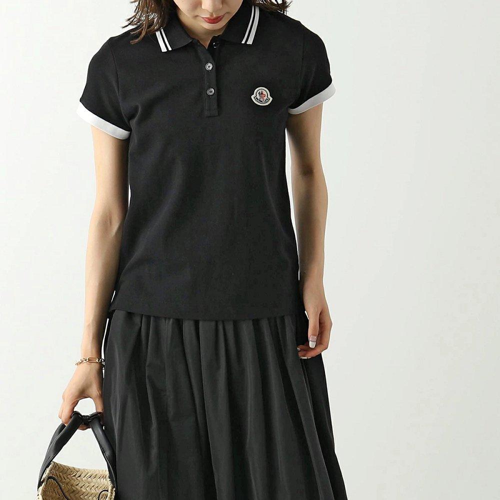 モンクレール代引き ポロシャツ POLO レディース 半袖 アイコンパッチ コットン 鹿の子 8A00002 84720 999