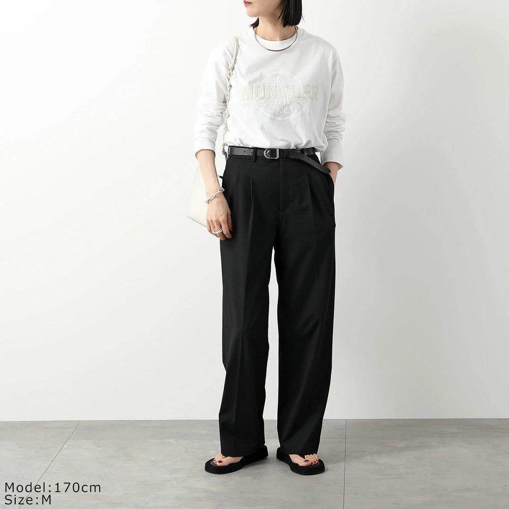 モンクレール カットソー レディース 長袖Tシャツ ロンT ゴム裾 クルーネック アイコンロゴ フロッキープリント コットン 8D00005 829HP