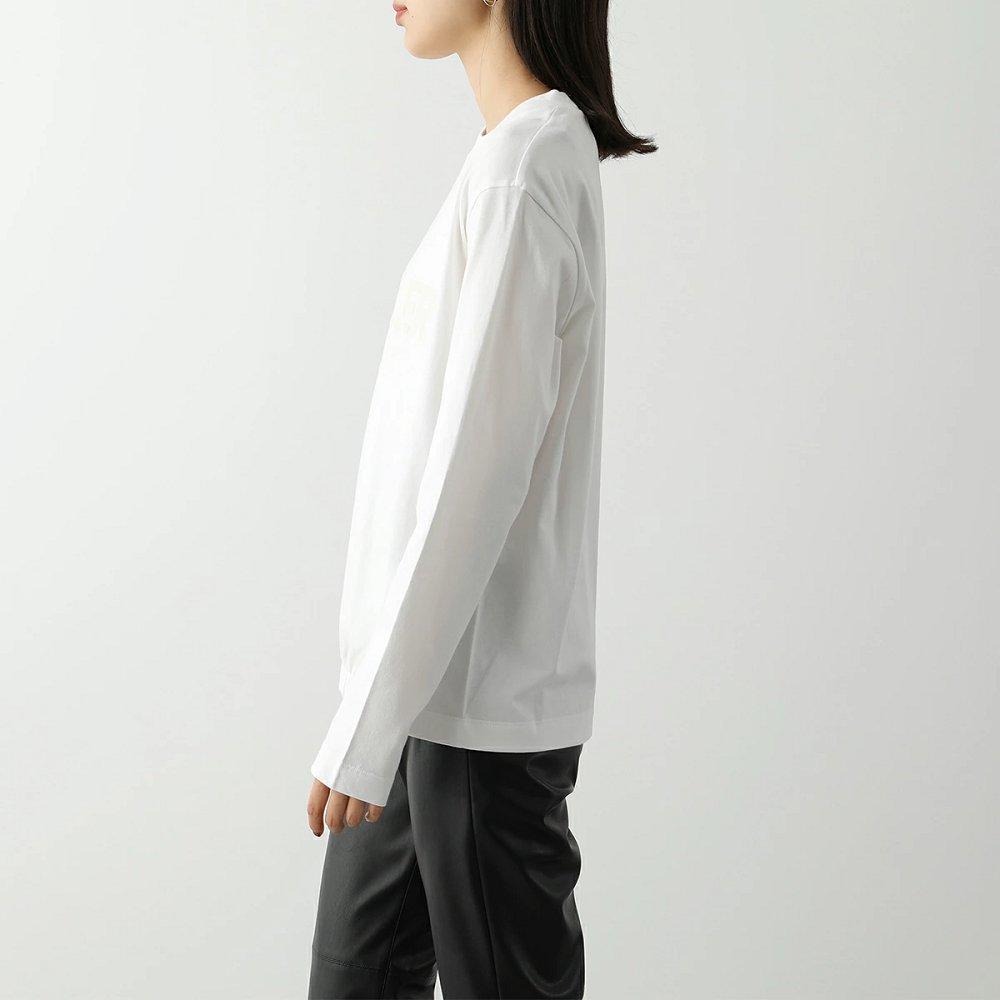 モンクレール カットソー レディース 長袖Tシャツ ロンT ゴム裾 クルーネック アイコンロゴ フロッキープリント コットン 8D00005 829HP