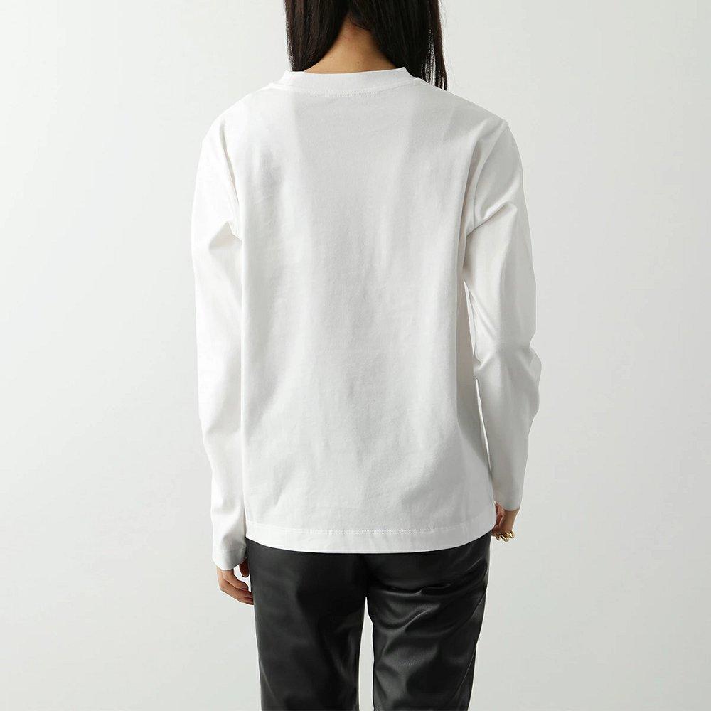モンクレール カットソー レディース 長袖Tシャツ ロンT ゴム裾 クルーネック アイコンロゴ フロッキープリント コットン 8D00005 829HP