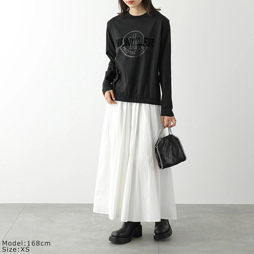 モンクレール カットソー レディース 長袖Tシャツ ロンT ゴム裾 クルーネック アイコンロゴ フロッキープリント コットン 8D00005 829HP