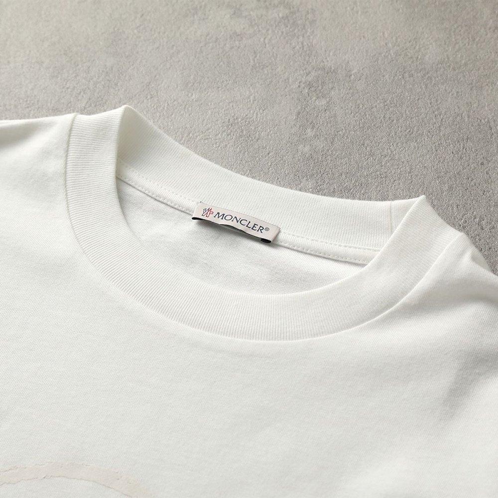 モンクレール カットソー レディース 長袖Tシャツ ロンT ゴム裾 クルーネック アイコンロゴ フロッキープリント コットン 8D00005 829HP