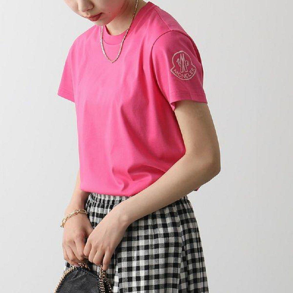 モンクレール Tシャツ レディース クルーネック 半袖 カットソー ロゴT コットン アイコンロゴ 8C00011 809CR
