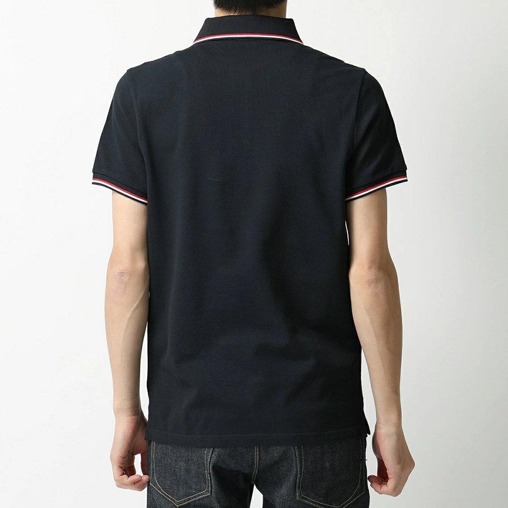モンクレール代引き POLO 半袖 ポロシャツ ロゴワッペン トリコロールライン メンズ 8A70300 84556