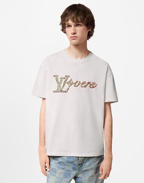 ルイヴィトン オーガニックコットンTシャツ 刺繍ロゴ入り 1AFR95 1AGHXN
