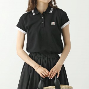 モンクレール代引き ポロシャツ POLO レディース 半袖 アイコンパッチ コットン 鹿の子 8A00002 84720 999