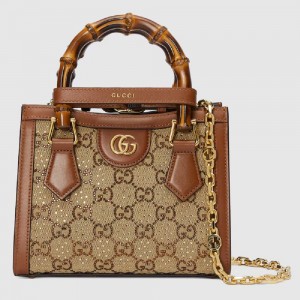 グッチ ダイアナ クリスタル ミニ トートバッグ 707449 21HRG 2687