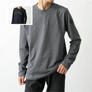モンクレール カットソー メンズ クルーネック コットン 長袖Tシャツ ロンT ロゴパッチ 8D00018 89AQX