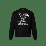LOUIS VUITTON代引 エンブロイダード コットン スウェット 長袖トップス 黒  1ABY3M