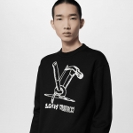 LOUIS VUITTON代引 エンブロイダード コットン スウェット 長袖トップス 黒  1ABY3M