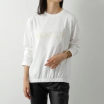 モンクレール カットソー レディース 長袖Tシャツ ロンT ゴム裾 クルーネック アイコンロゴ フロッキープリント コットン 8D00005 829HP
