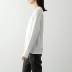 モンクレール カットソー レディース 長袖Tシャツ ロンT ゴム裾 クルーネック アイコンロゴ フロッキープリント コットン 8D00005 829HP
