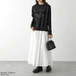 モンクレール カットソー レディース 長袖Tシャツ ロンT ゴム裾 クルーネック アイコンロゴ フロッキープリント コットン 8D00005 829HP