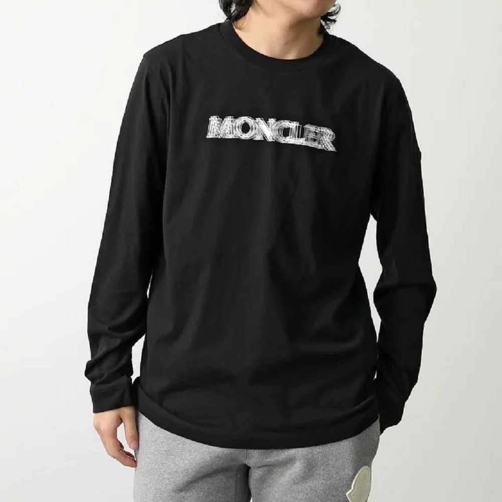 モンクレール後払い Tシャツ メンズ 長袖 ロンT カットソー コットン クルーネック ロゴT 8D00003 89A17 999