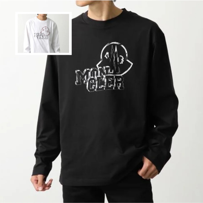 モンクレール 長袖 Tシャツ 8D00019 89AJS メンズ ロンT カットソー ロゴT コットン クルーネック 8D00019 89AJS