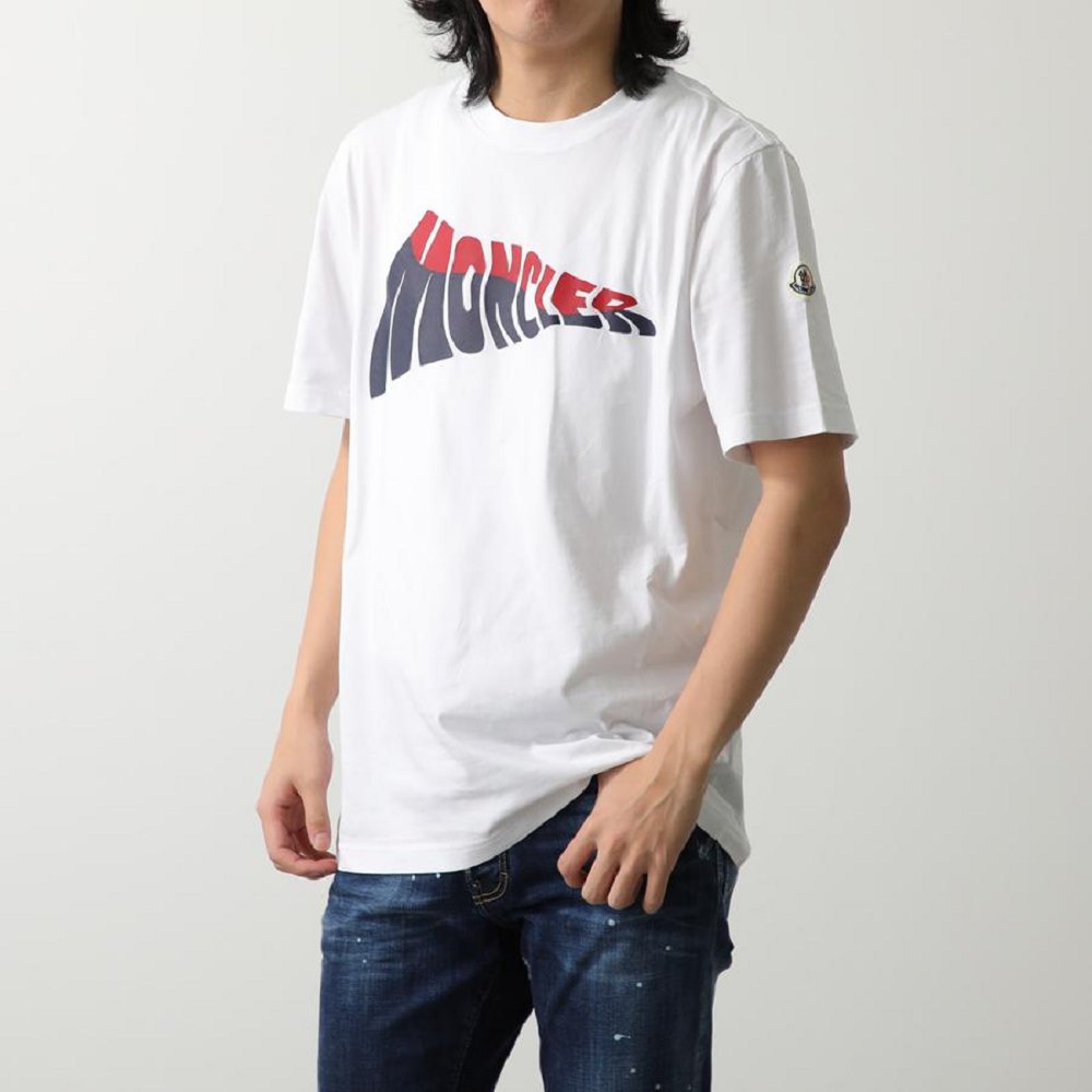 モンクレール Tシャツ メンズ クルーネック 半袖 カットソー コットン グラフィックロゴ アイコンパッチ 8C00058 89A17 002