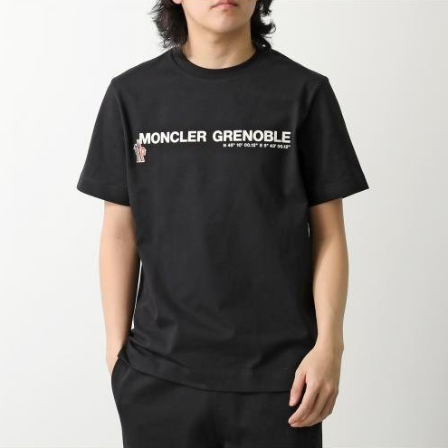 モンクレール グルノーブル Tシャツ メンズ 半袖 コットン混紡 ロゴ カットソー クルーネック 8C00001 89AW1 999