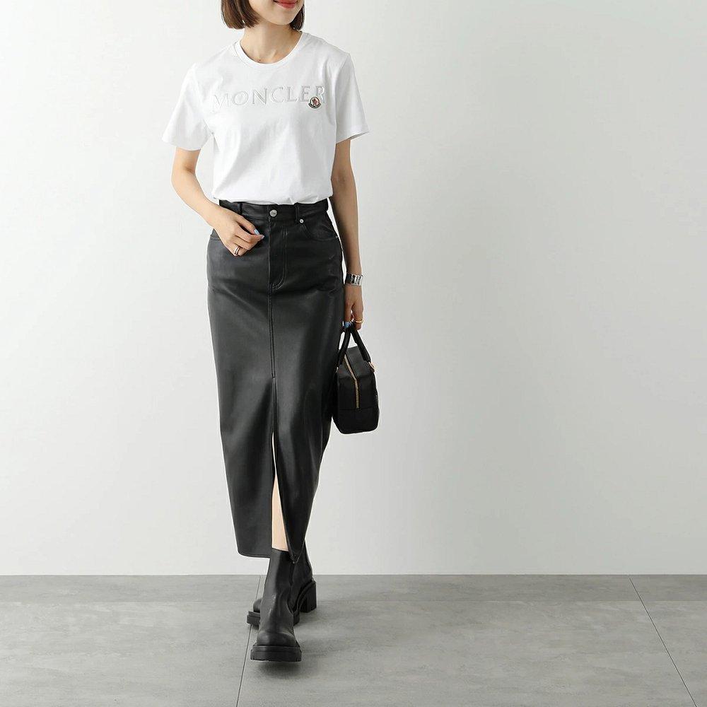 モンクレール 半袖 Tシャツ T-SHIRT レディース カットソー クルーネック コットン 丸首 ロゴ 8C00024 829FB 001