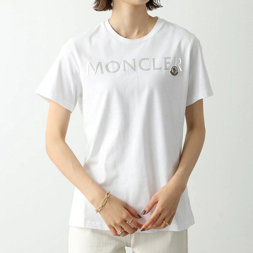 モンクレール 半袖 Tシャツ T-SHIRT レディース カットソー クルーネック コットン 丸首 ロゴ 8C00024 829FB 001