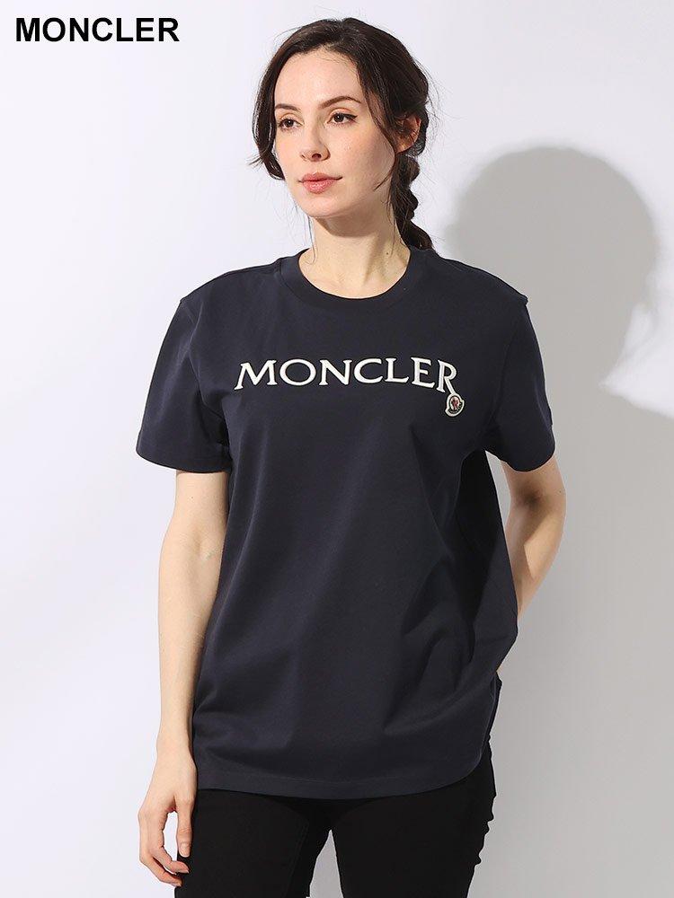 モンクレール 半袖 Tシャツ T-SHIRT レディース カットソー クルーネック コットン 丸首 ロゴ 8C00024 829FB 001