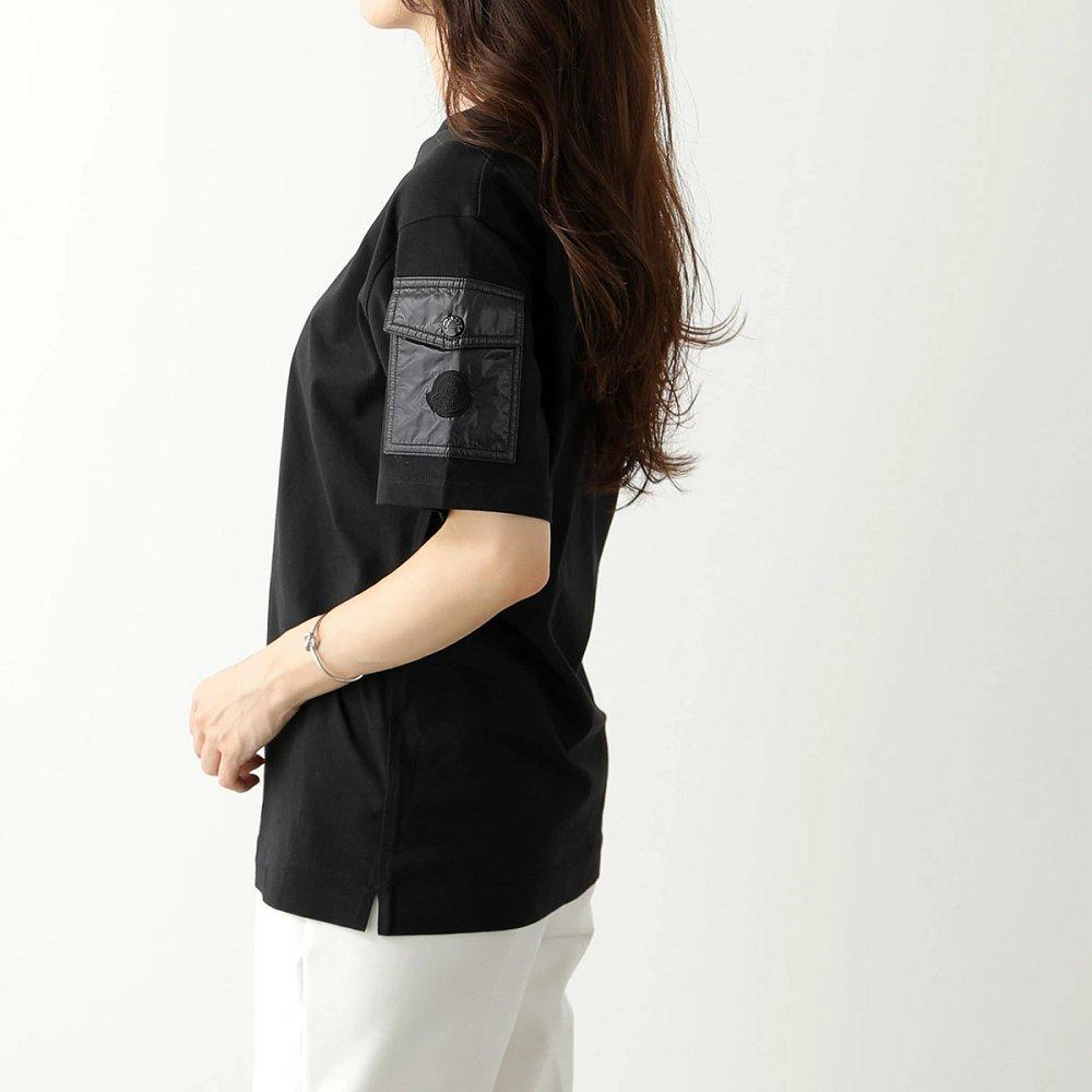 モンクレール Tシャツ レディース 半袖 ロゴ入りクルーネック コットン カットソー 袖ポケット アイコンパッチ 8C00003 829HP 999
