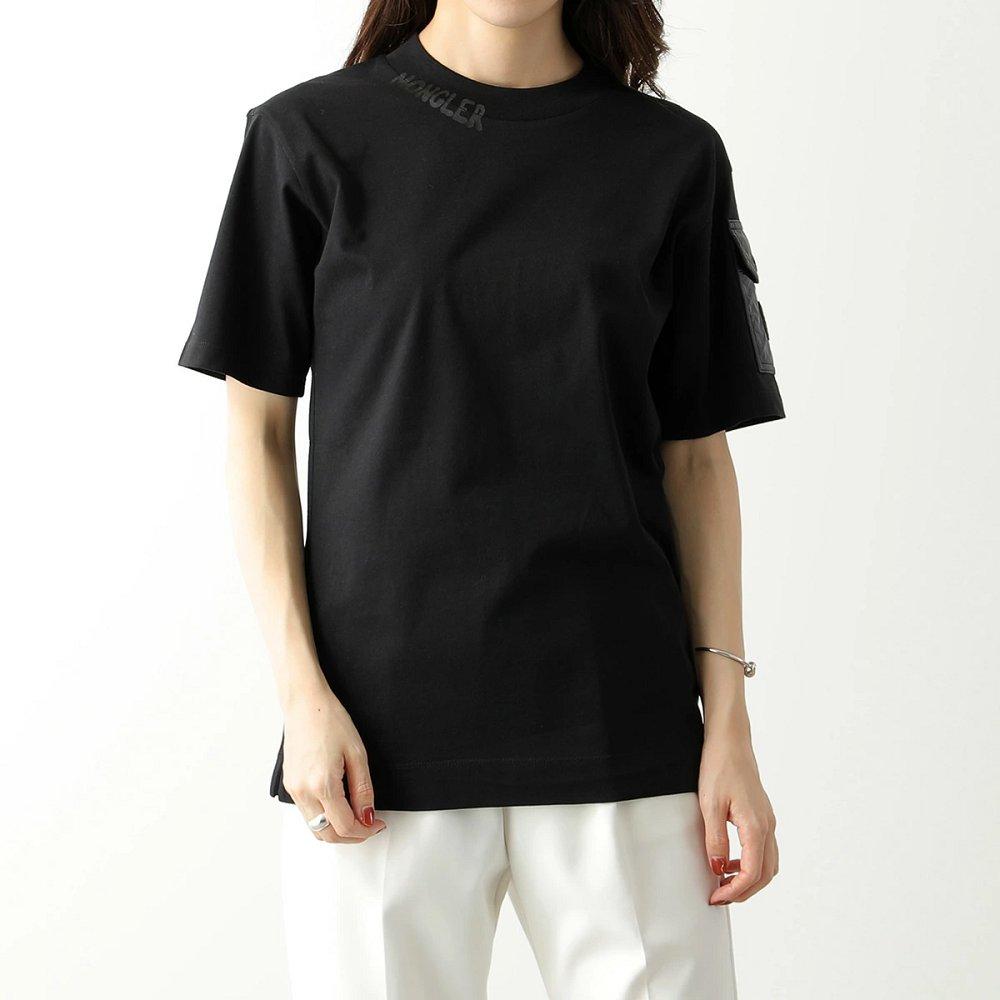 モンクレール Tシャツ レディース 半袖 ロゴ入りクルーネック コットン カットソー 袖ポケット アイコンパッチ 8C00003 829HP 999