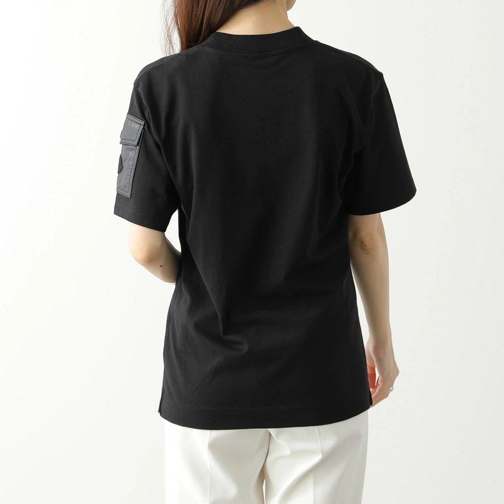モンクレール Tシャツ レディース 半袖 ロゴ入りクルーネック コットン カットソー 袖ポケット アイコンパッチ 8C00003 829HP 999