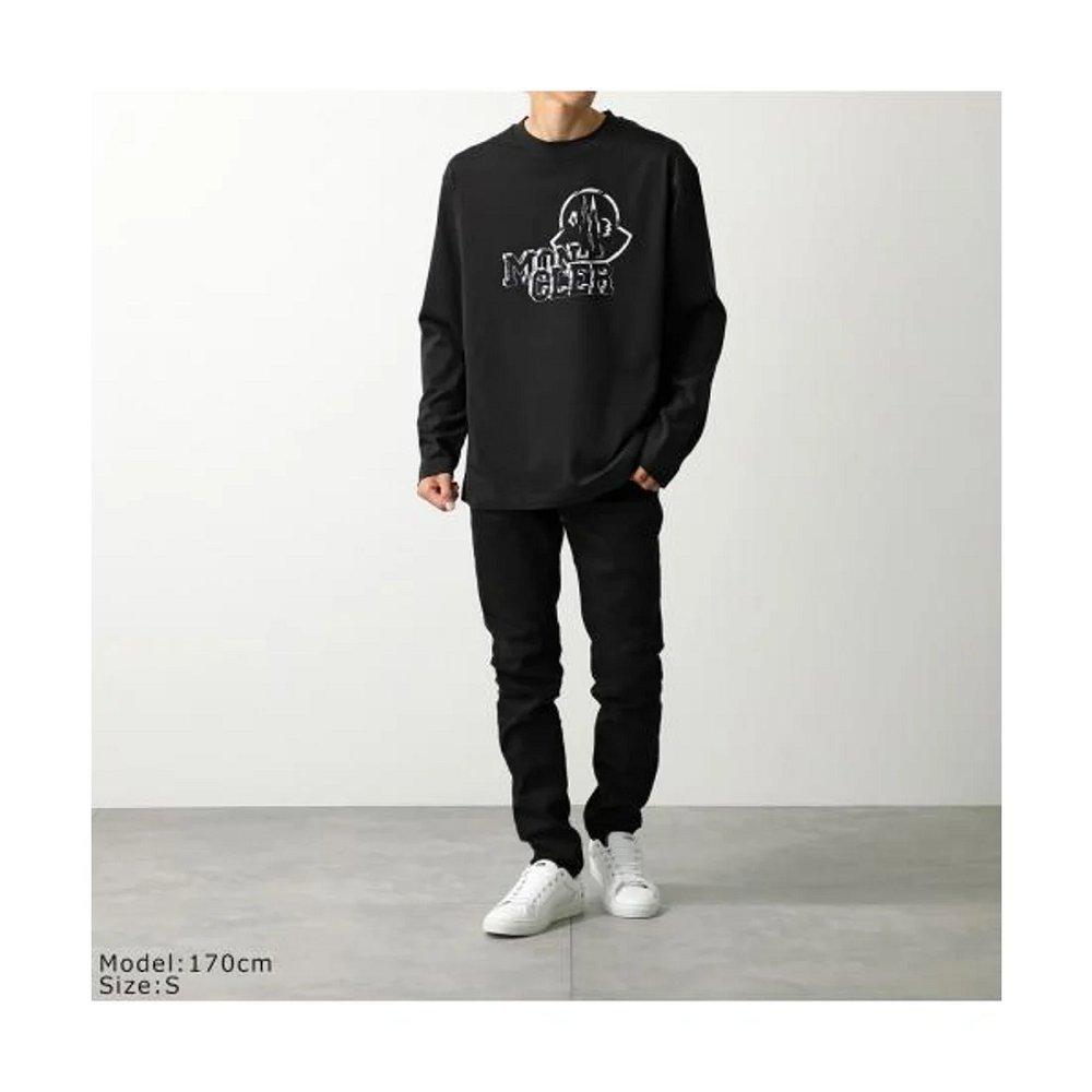 モンクレール 長袖 Tシャツ 8D00019 89AJS メンズ ロンT カットソー ロゴT コットン クルーネック 8D00019 89AJS