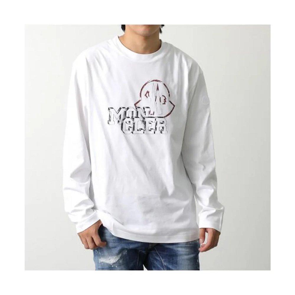 モンクレール 長袖 Tシャツ 8D00019 89AJS メンズ ロンT カットソー ロゴT コットン クルーネック 8D00019 89AJS
