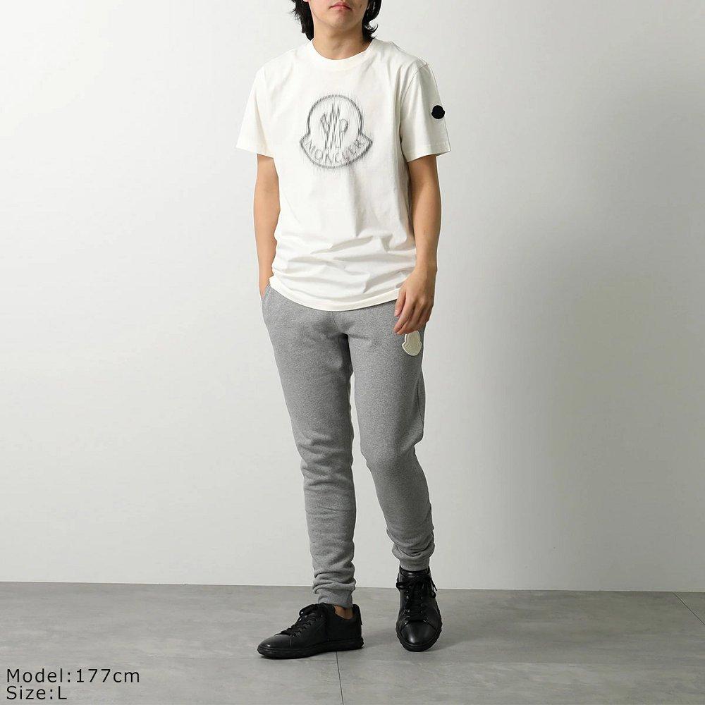 モンクレール マットブラック Tシャツ メンズ クルーネック 半袖 カットソー ロゴT ラバーパッチ コットン ロゴ 8C00004 89A17