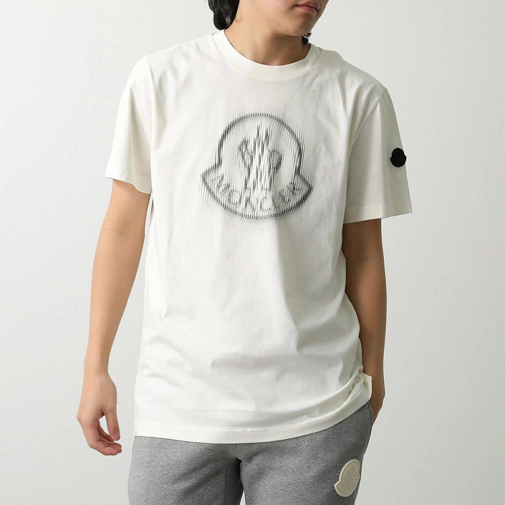 モンクレール マットブラック Tシャツ メンズ クルーネック 半袖 カットソー ロゴT ラバーパッチ コットン ロゴ 8C00004 89A17