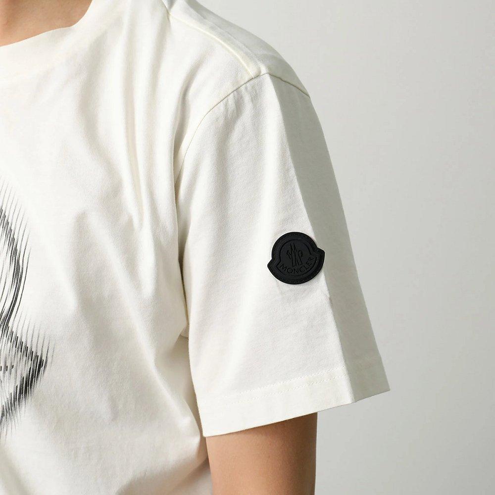 モンクレール マットブラック Tシャツ メンズ クルーネック 半袖 カットソー ロゴT ラバーパッチ コットン ロゴ 8C00004 89A17