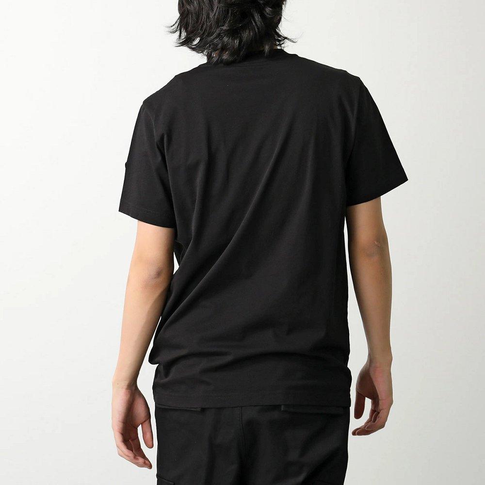 モンクレール マットブラック Tシャツ メンズ クルーネック 半袖 カットソー ロゴT ラバーパッチ コットン ロゴ 8C00004 89A17