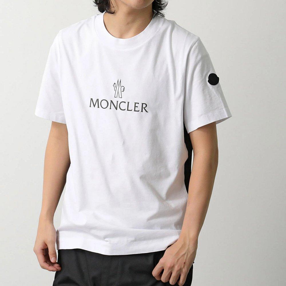 モンクレール マットブラック Tシャツ メンズ クルーネック 半袖 カットソー ロゴT 8C00024 829H8