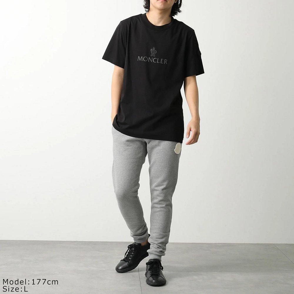 モンクレール マットブラック Tシャツ メンズ クルーネック 半袖 カットソー ロゴT 8C00024 829H8