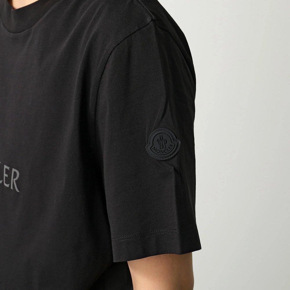 モンクレール マットブラック Tシャツ メンズ クルーネック 半袖 カットソー ロゴT 8C00024 829H8