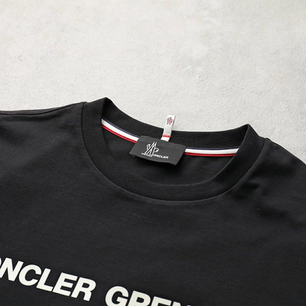 モンクレール グルノーブル Tシャツ メンズ 半袖 コットン混紡 ロゴ カットソー クルーネック 8C00001 89AW1 999