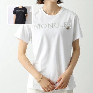 モンクレール 半袖 Tシャツ T-SHIRT レディース カットソー クルーネック コットン 丸首 ロゴ 8C00024 829FB 001