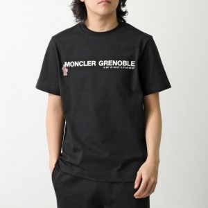 モンクレール グルノーブル Tシャツ メンズ 半袖 コットン混紡 ロゴ カットソー クルーネック 8C00001 89AW1 999