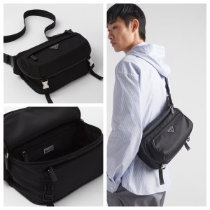 プラダ Re-Nylon xサフィアーノレザー ショルダーバッグ 2VH994_2DMG_F0002