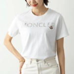 モンクレール 半袖 Tシャツ T-SHIRT レディース カットソー クルーネック コットン 丸首 ロゴ 8C00024 829FB 001