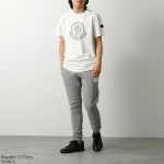 モンクレール マットブラック Tシャツ メンズ クルーネック 半袖 カットソー ロゴT ラバーパッチ コットン ロゴ 8C00004 89A17