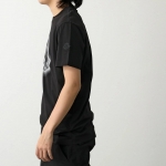 モンクレール マットブラック Tシャツ メンズ クルーネック 半袖 カットソー ロゴT ラバーパッチ コットン ロゴ 8C00004 89A17