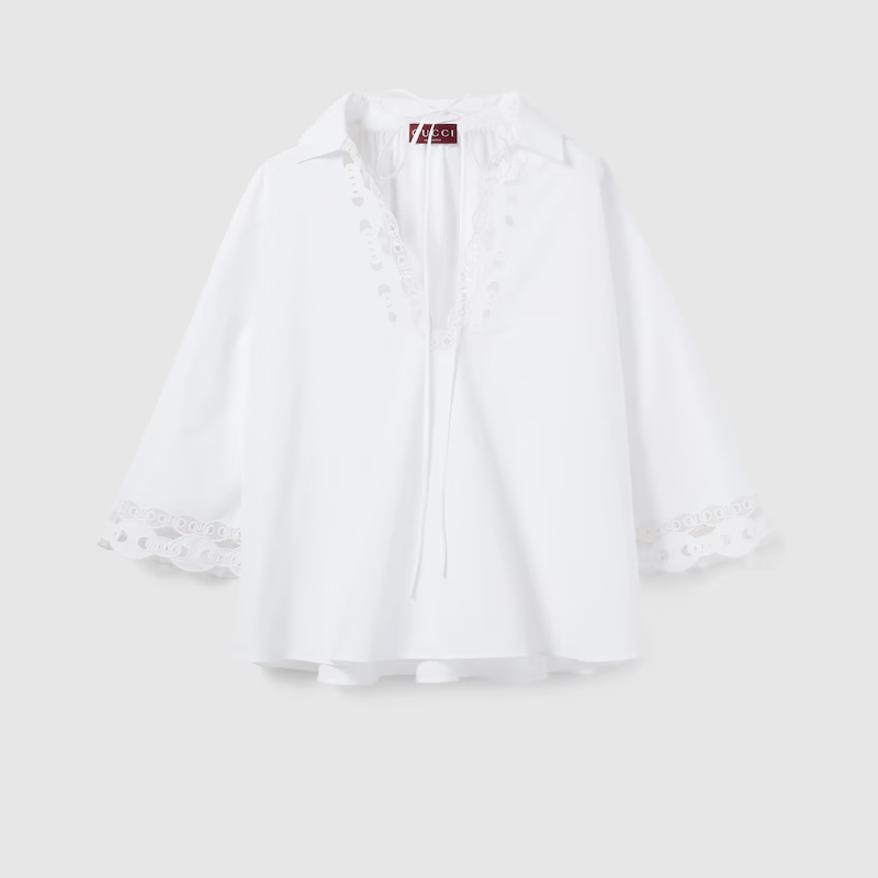 グッチ エンブロイダリー付き コットンポプリン シャツ 826591 ZAJP1 9000